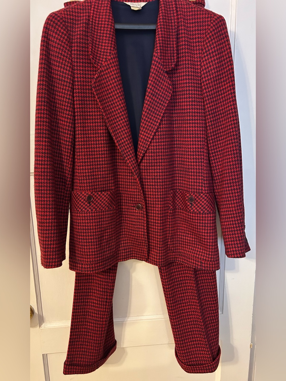 Vintage Bleyle Women's Red Houndstooth Blazer and Pants